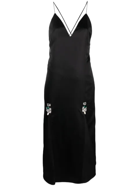 Wales Bonner crystal-embellished satin dress Black WA23DR01VI02