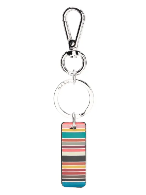 Paul Smith Signature Stripe Tag keyring Silver M1AKEYRMSTAG