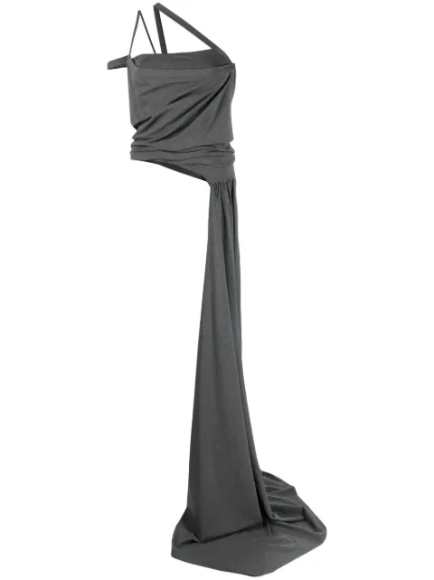 The Attico asymmetric-neckline sash top Grey 246WCT253V082