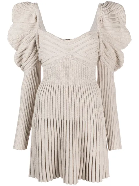 Cult Gaia mutton-sleeve ribbed minidress Neutrals KD3040YC