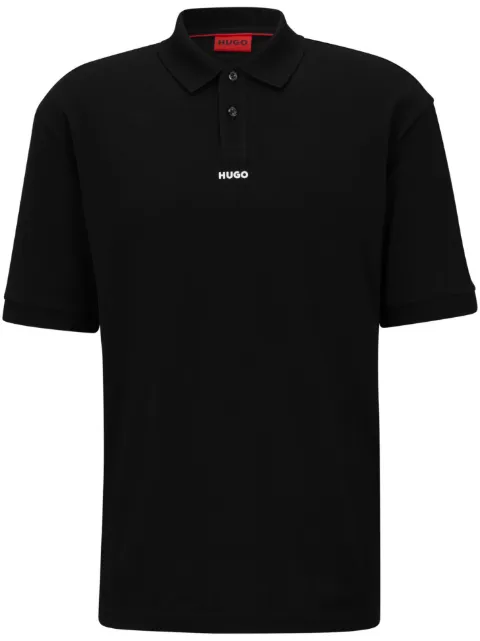 HUGO logo-print cotton polo shirt Black 50493206