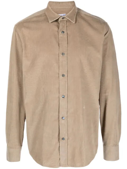 Jacob Cohën logo-embroidered cotton corduroy shirt Brown UC01102T406A