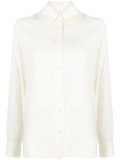 Officine Generale pointed-collar button-up shirt Neutrals W23WSHI016