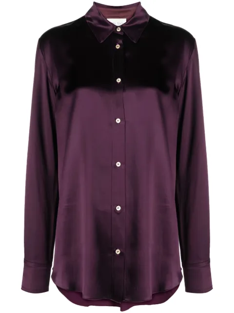Forte Forte satin-finish long-sleeve shirt Purple 11153