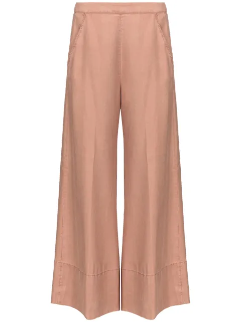 PINKO Love Birds-embroidered washed wide-leg trousers Neutrals 100219A1JIC95