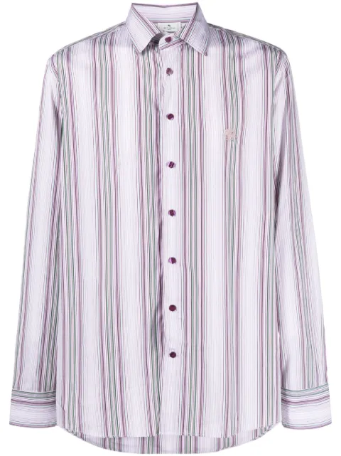 ETRO logo-embroidered striped shirt Pink 1K5263106