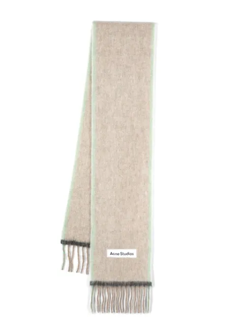 Acne Studios logo-appliqué fringed scarf Neutrals CA0290