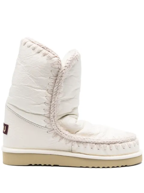 Mou 18 crochet-trim metallic-leather boots White MUFW101000C