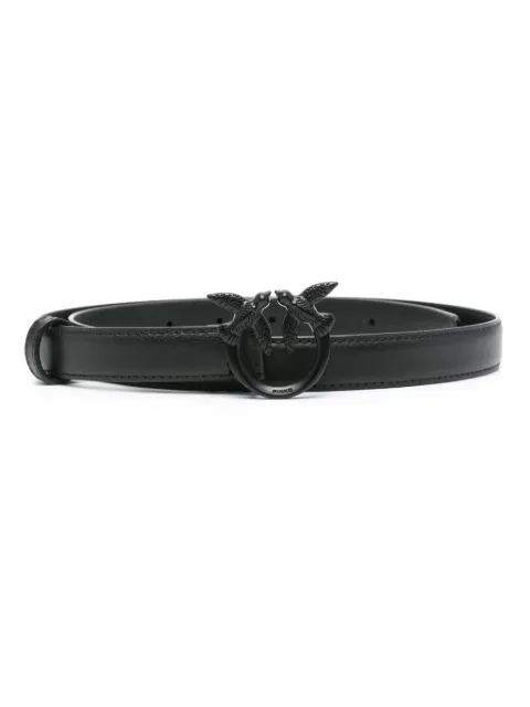 PINKO thin colour-block Love Birds leather belt Black 100143A1K2
