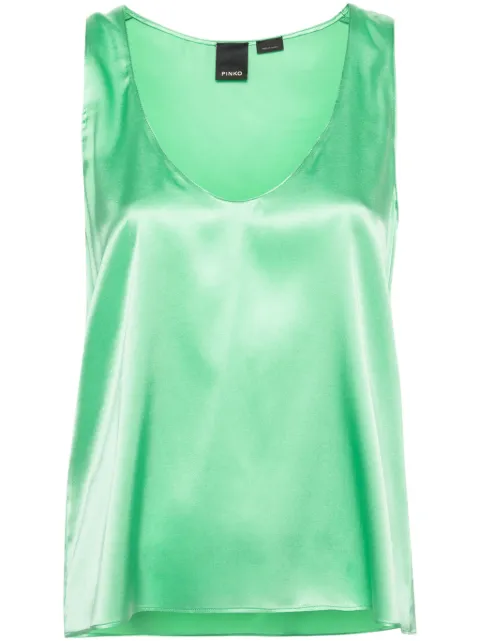 PINKO sleeveless stretch-silk top Green 103028A1RIT38