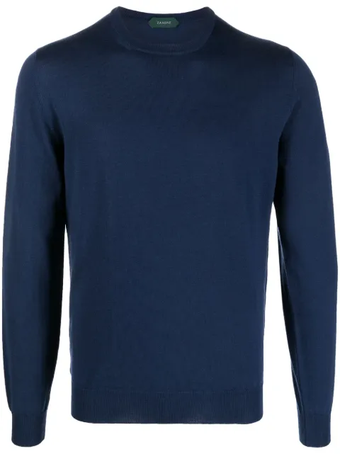 Zanone fine-knit crew-neck jumper Blue 811935Z0290