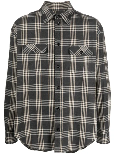1989 STUDIO logo-print checked cotton shirt Grey D0726