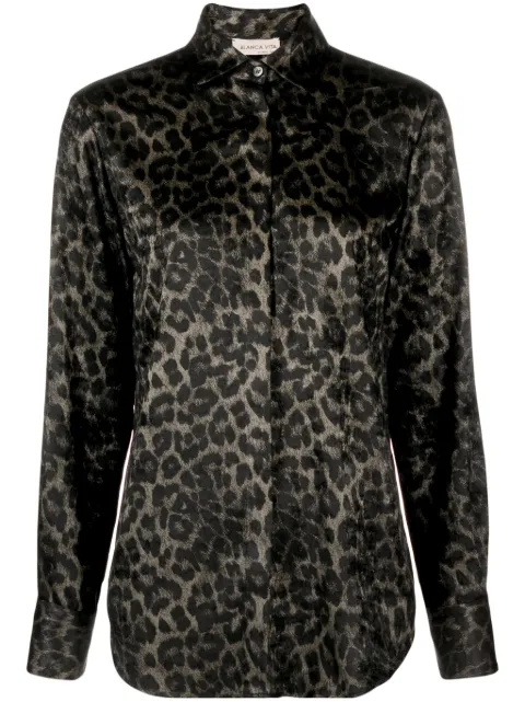 Blanca Vita leopard-print satin shirt Grey CALICANTO4324