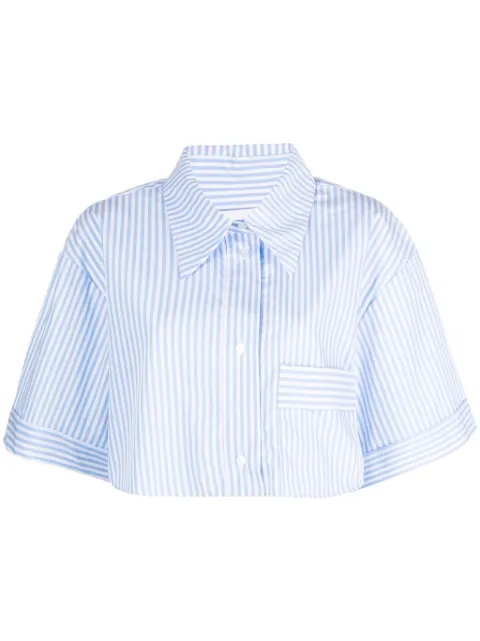Viktor & Rolf striped cropped organic-cotton shirt Blue TS0386119324