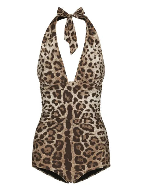 Dolce & Gabbana leopard-print swimsuit Brown O9A06JONO11