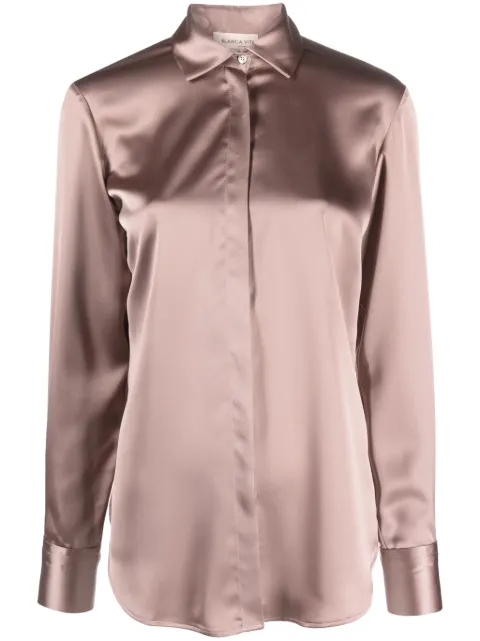 Blanca Vita long-sleeve satin shirt Neutrals CALICANTO7814