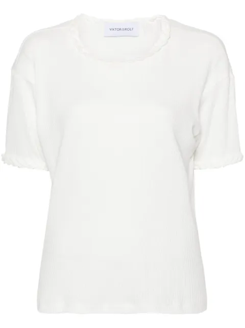 Viktor & Rolf braid-detail cotton T-shirt White TT0502511324