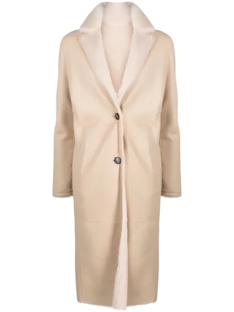Liska Lammmantel button-up coat Neutrals AGNONA22811