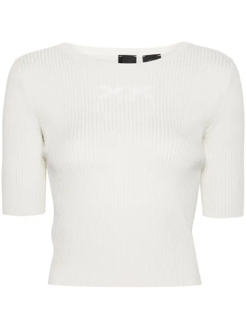 PINKO Love Birds ribbed top Neutrals 102017A1KW