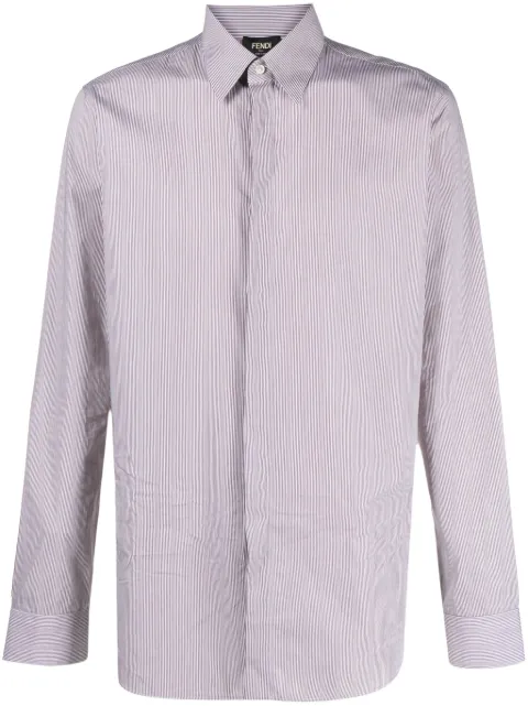 FENDI pinstriped cotton shirt Brown FS0585APQ3