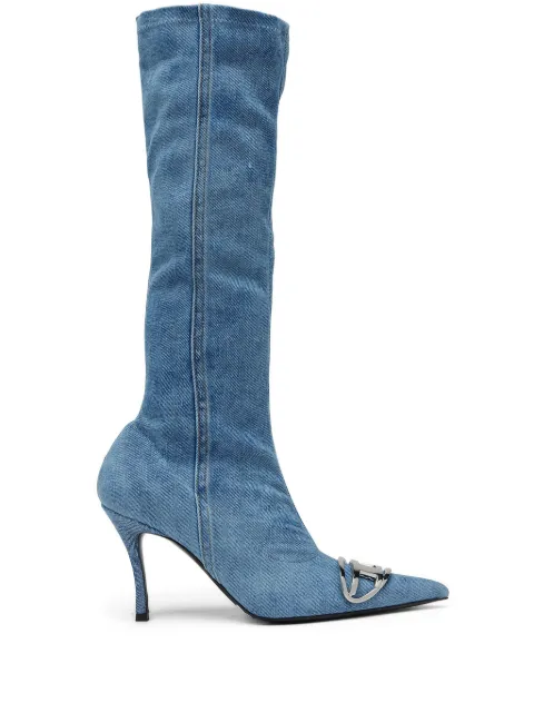 Diesel D-Venus Kb D 90mm denim knee-high boots Blue Y03366P4734