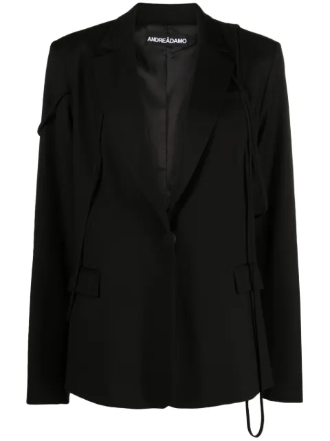 ANDREĀDAMO layered-detail notched-lapels blazer Black ADFW23JA02340473