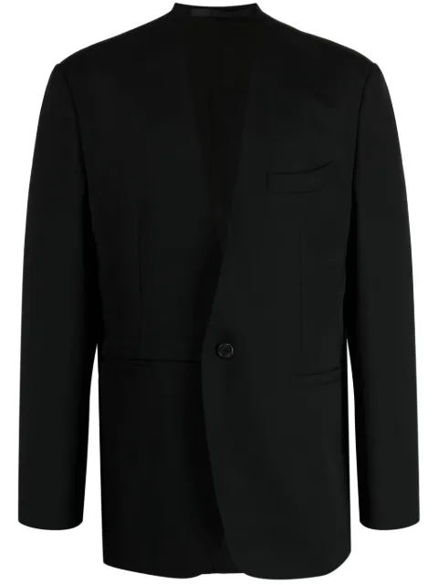 SONGZIO asymmetric collarless blazer Black SF5JK701