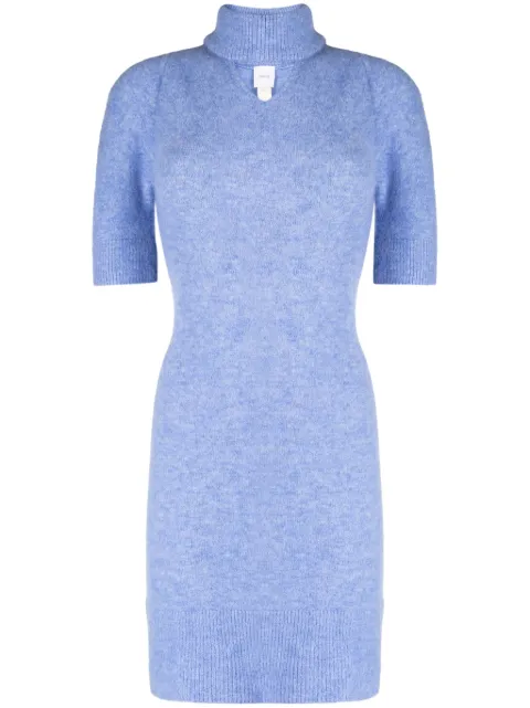 Patou cut-out detailing short-sleeve dress Blue KN1518065632B