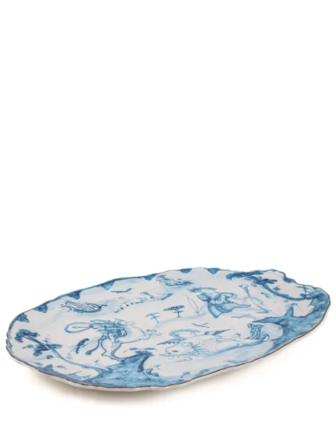 Seletti Classics distorted porcelain tray Blue 11276