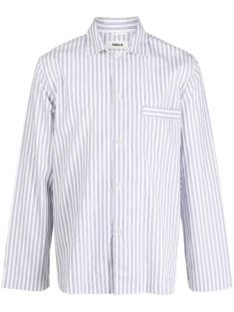 TEKLA striped cotton pyjama shirt White SWTSKS