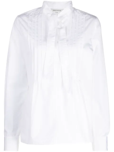 Maison Kitsuné pussy-bow cotton shirt White LW00602WC0030