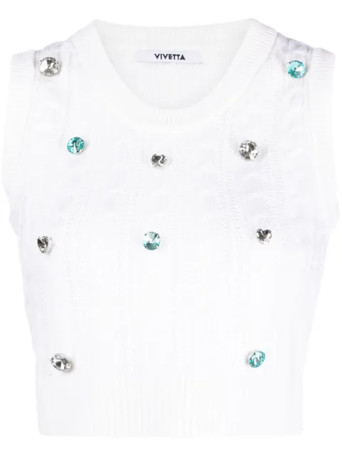 Vivetta gemstone-detail cable-knit vest White VS2MA0010