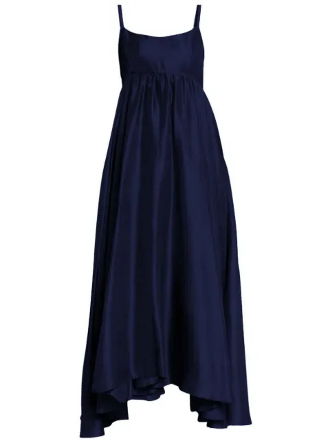 AZEEZA Rachel asymmetric silk midi dress Black RACHELMIDINAVY