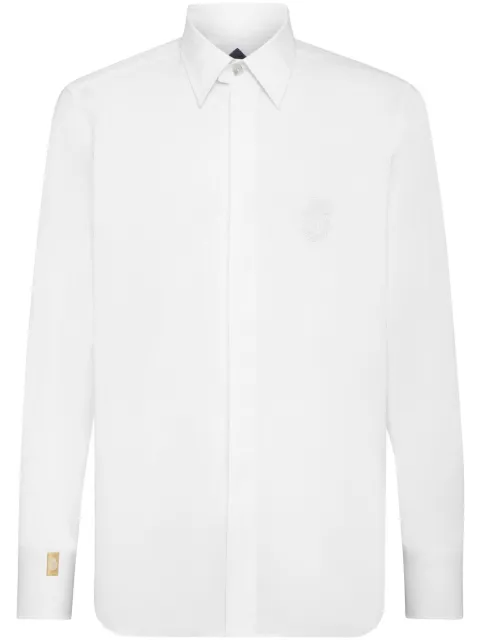 Billionaire logo-embroidered button-up shirt White BADCMRP2158BKN003N