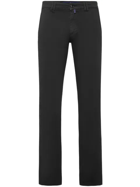 Billionaire logo-embroidered denim chino trousers Black BADCMDT3720BTE001N