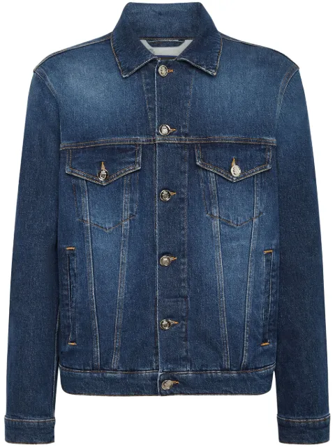 Billionaire logo-appliqué denim jacket Blue BADCMDB0590BTE001N