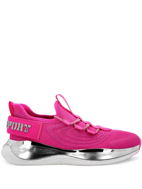 Plein Sport Runnr logo-plaque knitted sneakers Pink SADSUSC0525STE003N