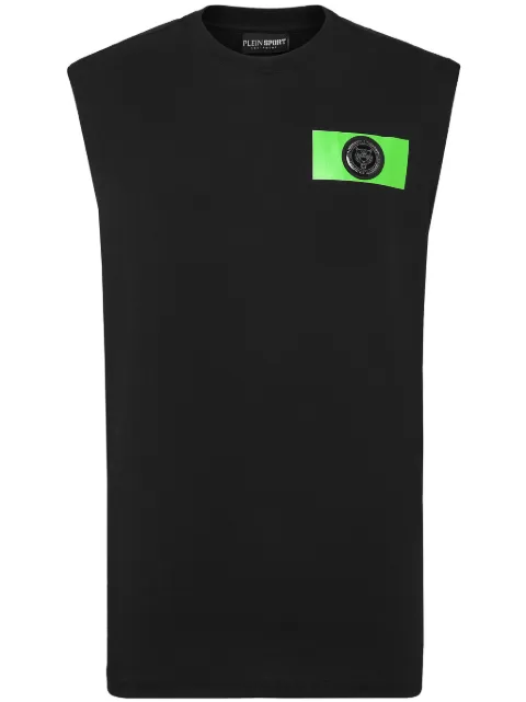 Plein Sport logo-plaque cotton tank top Black SADCMTK6905SJY001N