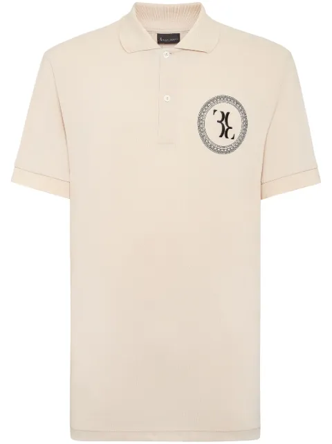 Billionaire logo-embroidered cotton polo shirt Neutrals BADCMTK6948BTE004N