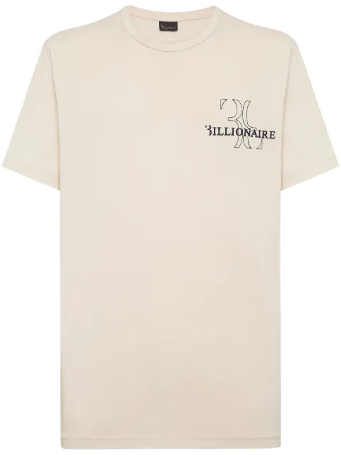 Billionaire logo-embroidered cotton T-shirt Neutrals BADCMTK6940BTE004N