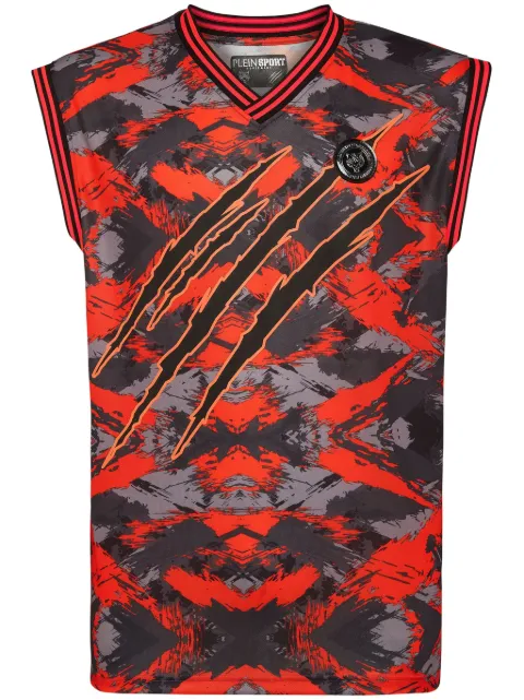 Plein Sport logo-print camouflage tank top Orange SADCMTK7137STE003N