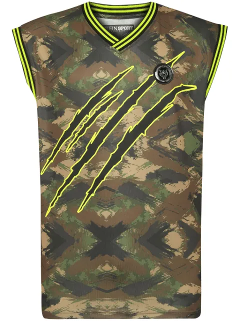 Plein Sport logo-print camouflage tank top Green SADCMTK7137STE003N