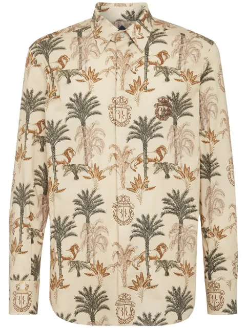 Billionaire graphic-print cotton shirt Neutrals BADCMRP2152BKN003N