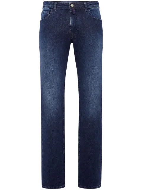 Billionaire logo-appliqué straight-leg jeans Blue BADCMDT3798BTE001N