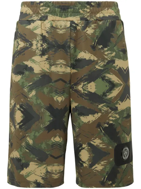 Plein Sport logo-patch elasticated-waistband shorts Green SADCMJT2269SJO001N