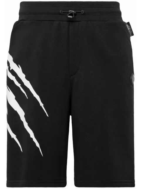 Plein Sport Scratch-print track shorts Black SADCMJT2258SXV005N
