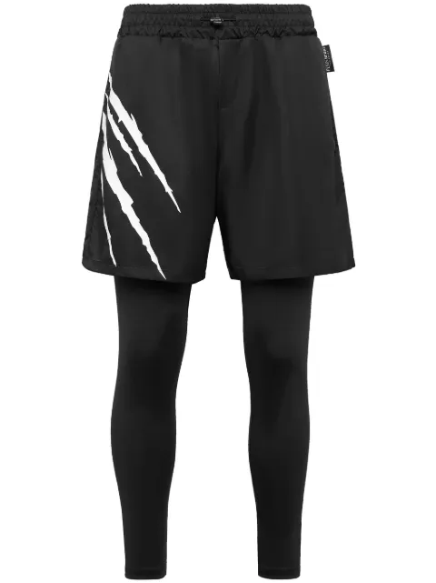 Plein Sport graphic-print layered track pants Black SADCMJT2257SNY003N