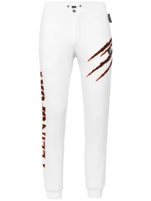Plein Sport logo-print drawstring-waistband track pants White SADCMJT2256SJO001N