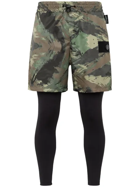 Plein Sport camouflage-print layered track pants Black SADCMJT2247SJY001N