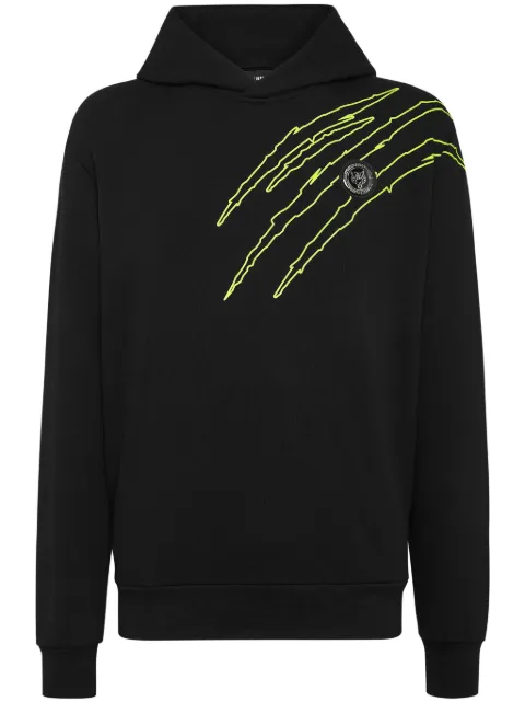 Plein Sport logo-print cotton-blend hoodie Black SADCMJB3246SJO001N